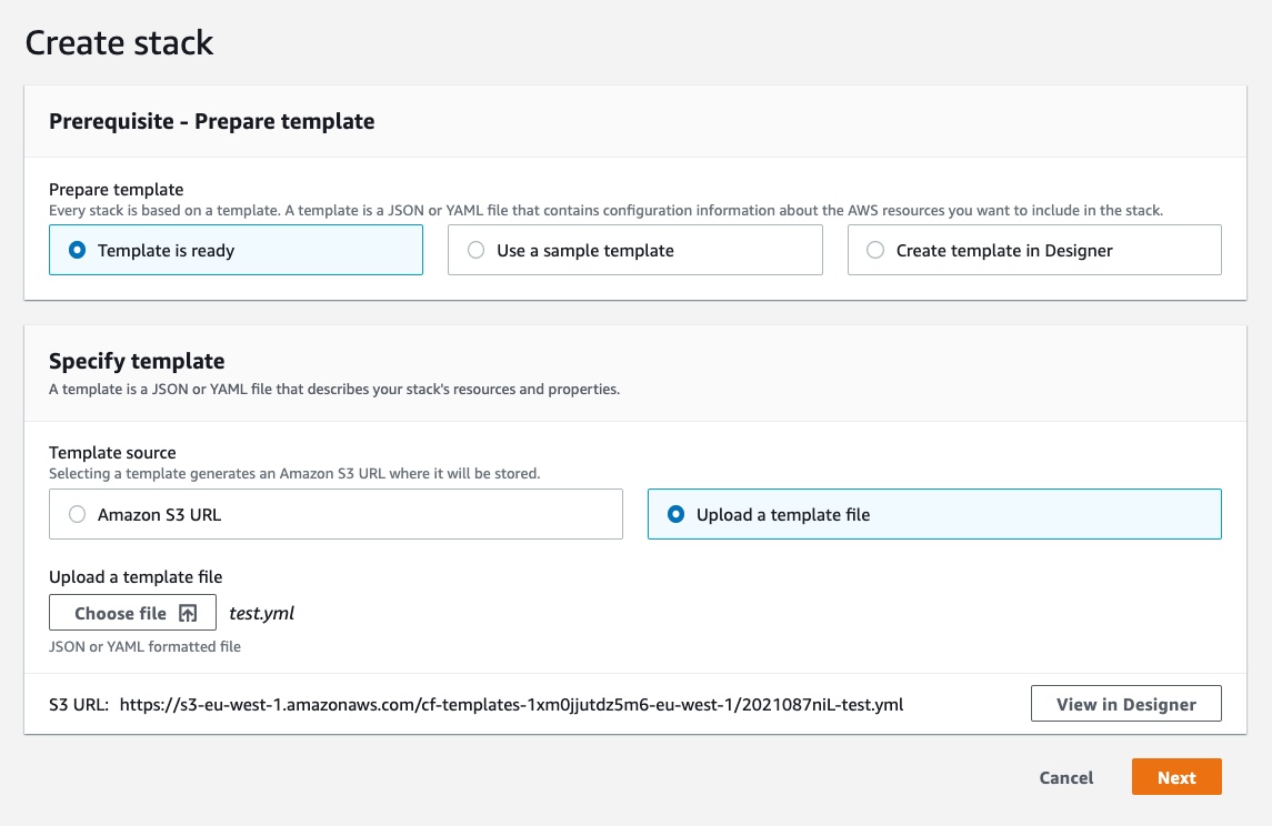 upload a stack file