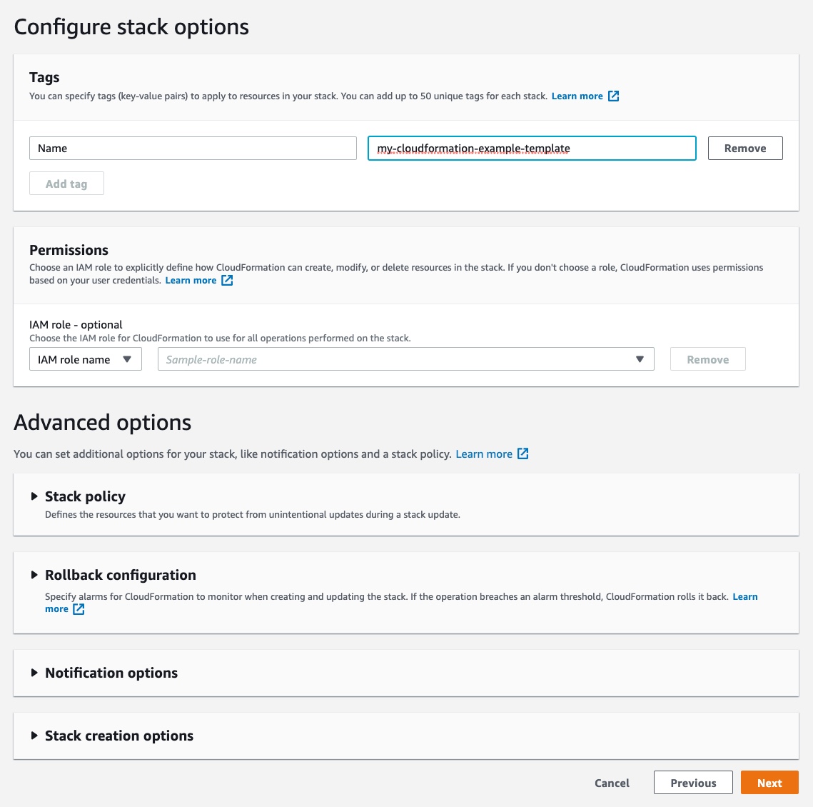 give a CloudFormation stack a tag